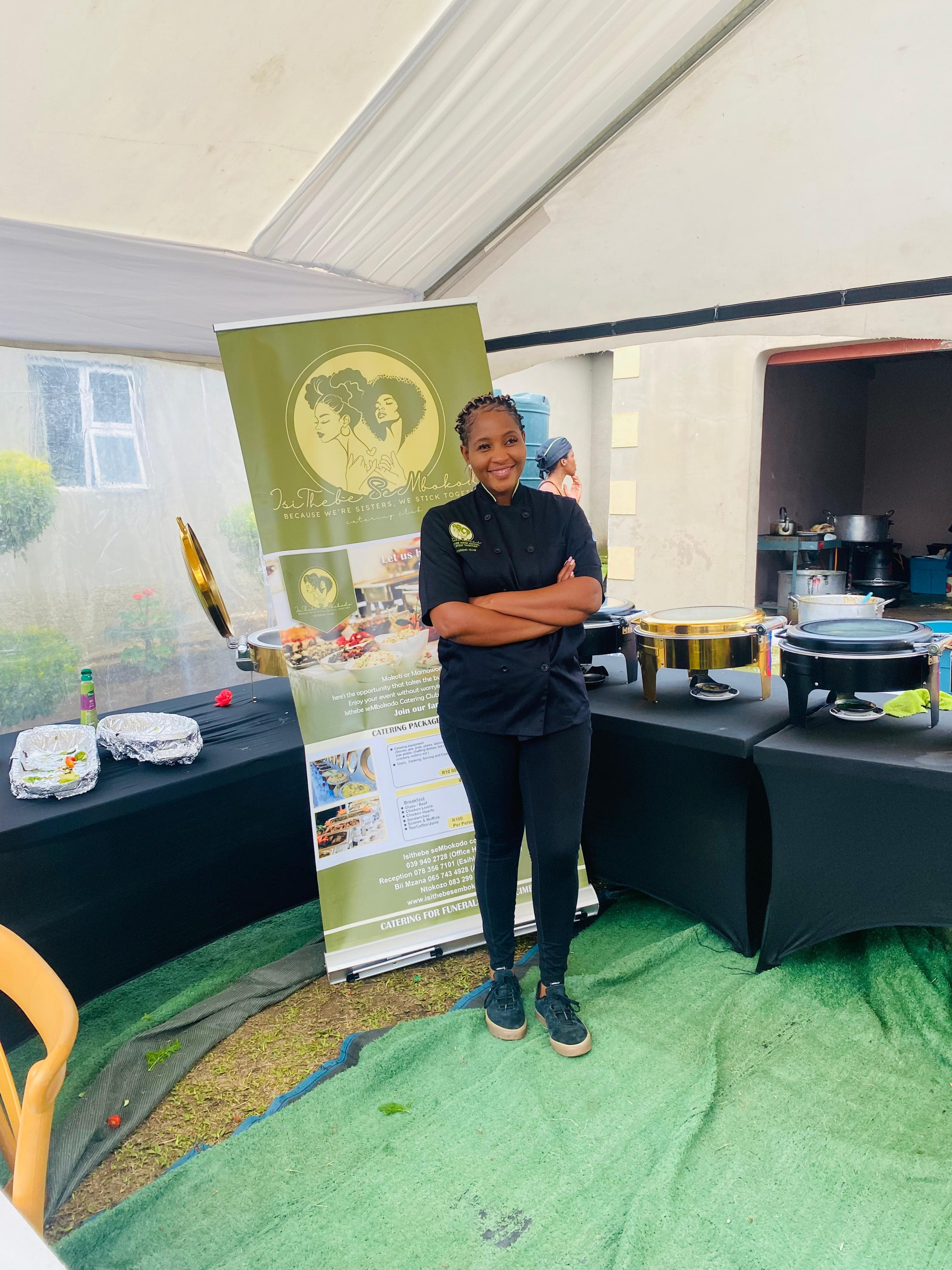 Bongiwe Mzana with the Isithebe seMbokodo catering setup